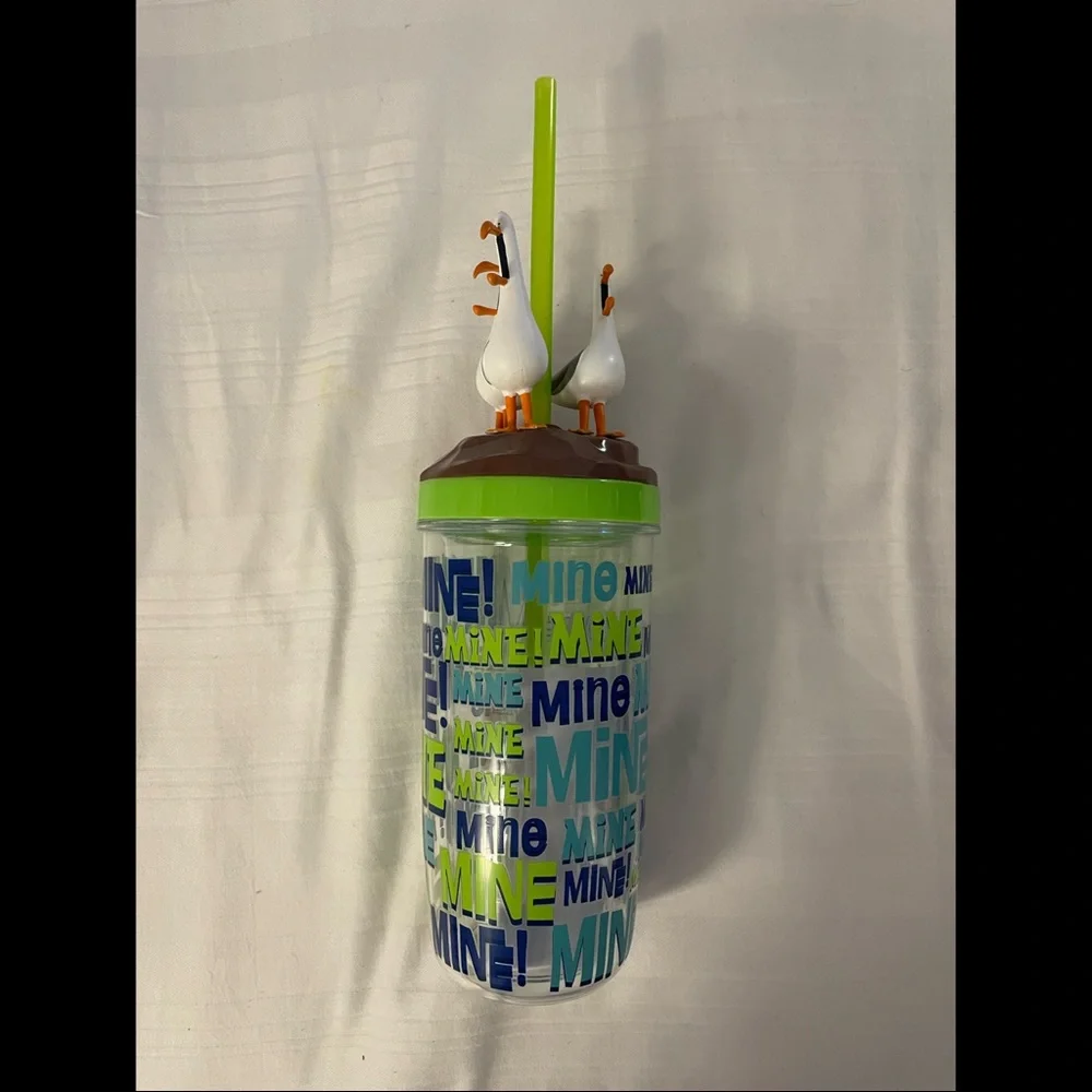 NEW Walt Disney Parks Pixar Finding Nemo Seagulls Mine Mine Tumbler Cup w Straw